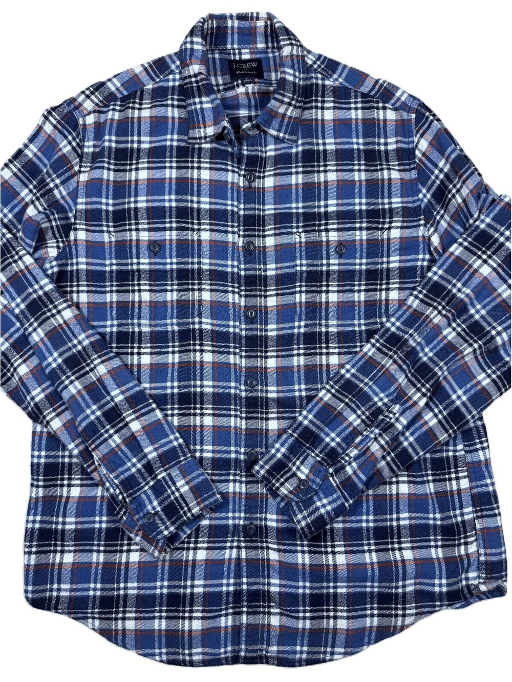 J. Crew Men's Long Sleeve Flannel Shirt Large Blue Plaid